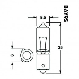 Ampoule plots décalés BA9S 12V/23W
