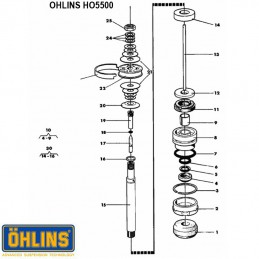 Joint en X de tige d'amortisseur OHLINS 16mm
