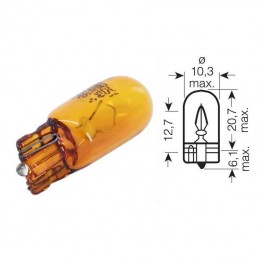 Ampoule orange W2 témoin culot verre 12V-3W