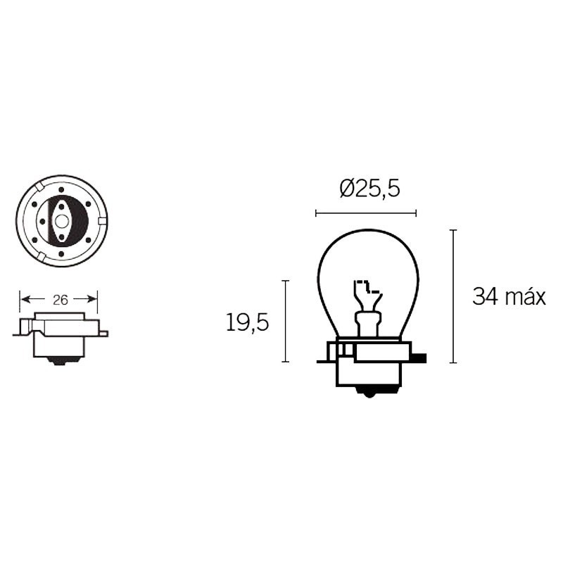 Ampoule S3 12Volts 15W P26S