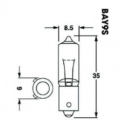 Ampoule plots décalés BA9S 12V/23W Orange