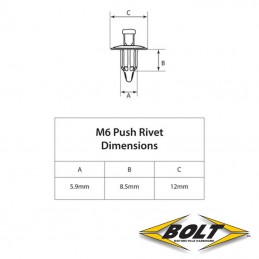 Rivet plastique 6x8,5mm