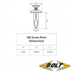 Rivet plastique 6x22,8mm