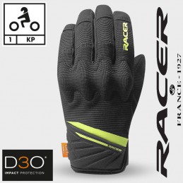 Gants moto RACER ROCA-2 Black-Yellow