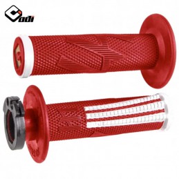 Poignées lock-on ODI Emig Pro red-white