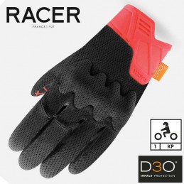Gants moto RACER ROCA-3 Noir-rouge