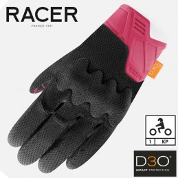 Gants moto femme RACER ROCA-3 Black-Wine