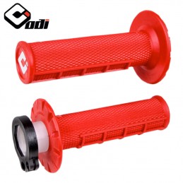 Poignées lock-on ODI MX V2 Half-Waffle red