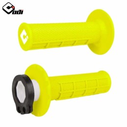 Poignées lock-on ODI MX V2 Half-Waffle jaune fluo