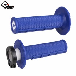 Poignées lock-on ODI MX V2 Half-Waffle bleu