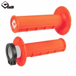 Poignées lock-on ODI MX V2 Half-Waffle orange fluo