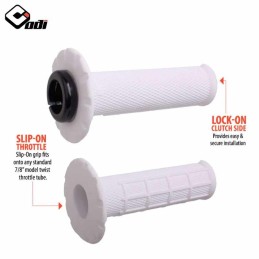 Poignées universelles lock-on ODI MX Half-Waffle blanc